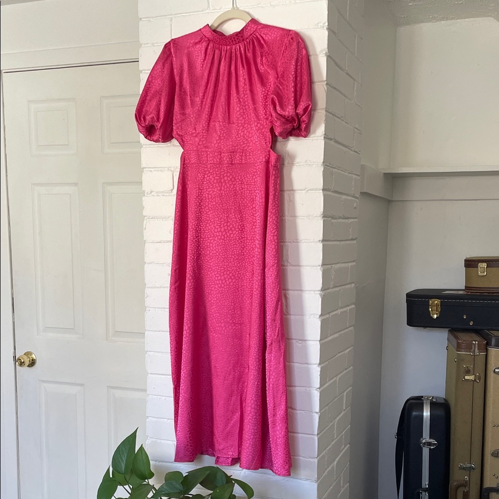 Lipsy London Vibrant Pink Puff Sleeve Fit and Flare Dress